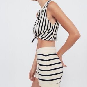 ZARA Cropped Tie Front Top in Nautical Stripe